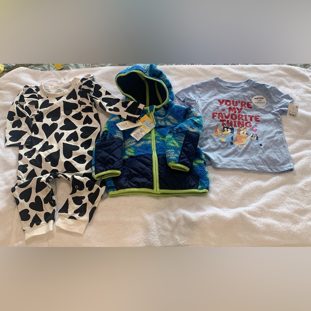 Cat & Jack Blue and Green Hooded Sweatshirt NWT BUNDLE